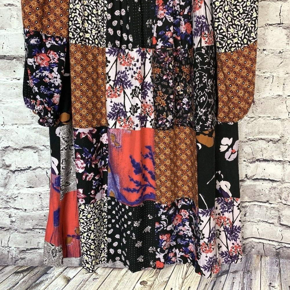 Sold - Anthropologie Dress One September Arcata Boho Patchwork Rayon - Picture 10 of 12